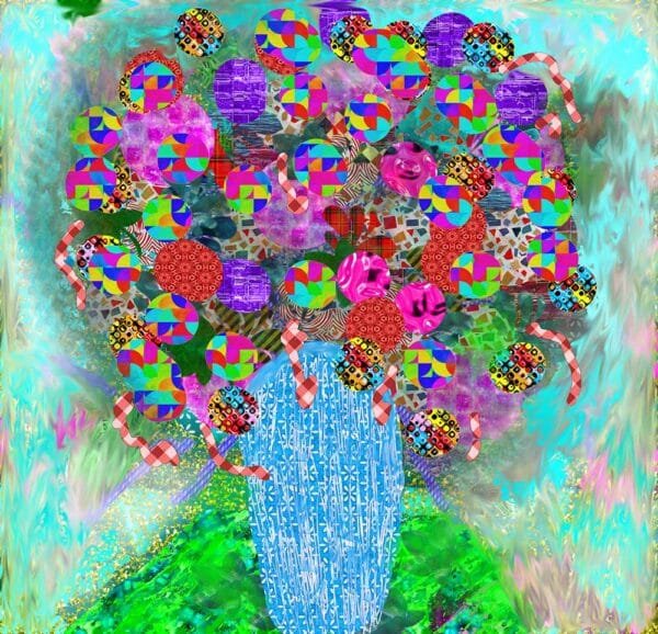 A Fancy Flower Basket is a digital painting bursting with vibrant colors.